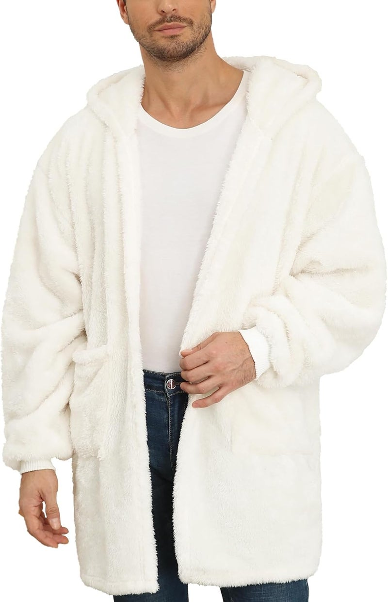 Argstar Hooded Cardigan for Women and Men, Oversized Sweatshirt Fuzzy Fleece Blanket Hoodie Jacket - One Size Fits All - Image 1